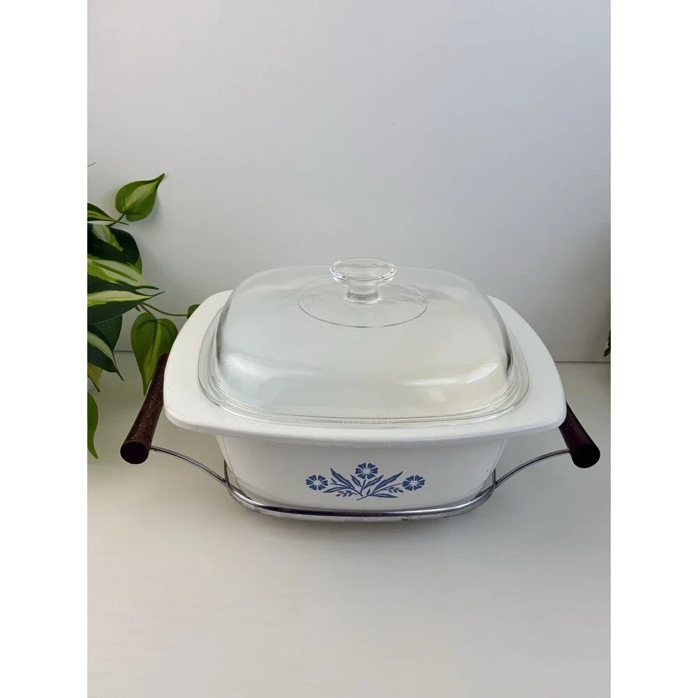 Rare CorningWare Blue Cornflower Hot Plate P-12-ES Dutch Oven P-34-B Lid Cradle